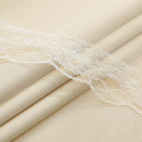 Image of XiDi Beige Double Layer Curtains with Sheer Overlay for Girls Bedroom Living Room 2 Panels Beige Blackout Curtains 96 Inches Long for Kid Nursery Room Decor Thermal Insulated Grommet Drapes W34 x L96