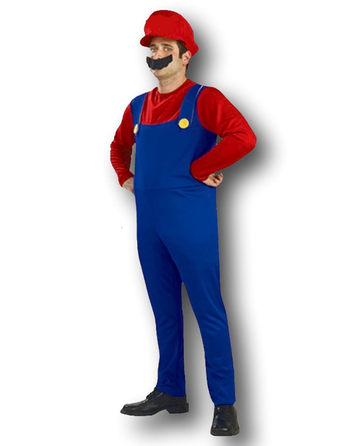 Rubber JohnniesPlumbers Mate Costume, Dungarees, Red Shirt, Cap with Logo, Adult, Fancy Dress Party, One Size, Kart