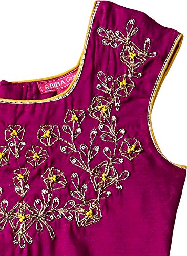 Image of BIBA Girls Women Art Silk Readymade Violet Lehenga Set