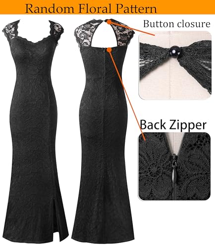 VFSHOW Womens Floral Lace Sweetheart Neck Open Back Zipper High Split Formal Evening Gown Wedding Prom Maxi Long Dress3