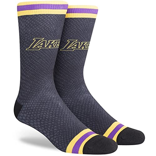 PKWY Unisex 1-Pack Lakers Crew Socks (Hardwood Classic Crew, Large)