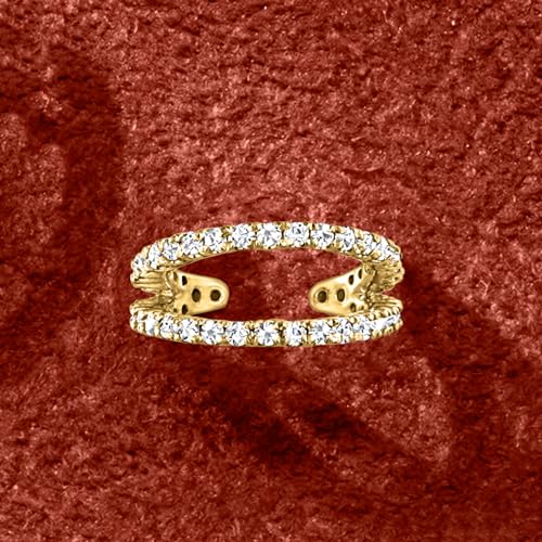 Pure Collection by Ross-Simons 0.20 ct. t.w. Diamond 2-Row Single Ear Cuff in 14kt Yellow Gold3