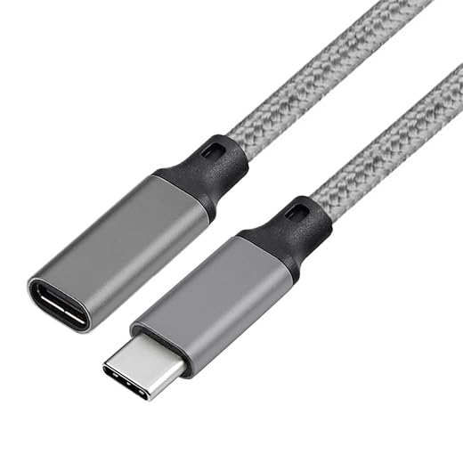 Tianle USB C Extension Cable 2m/6.5ft, USB 3.1 Gen2 10Gbps Type C Male to Female Thunderbolt 3 Charging Cable, 4K Video Extend Cord Compatible with MacBook Pro, iPad Pro, USB C HUB, Grey