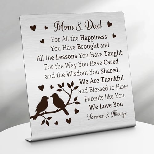 Mom and Dad Gifts Decorative Plaque Thank You Gift for Parents from Daughter Son Anniversary Wedding...