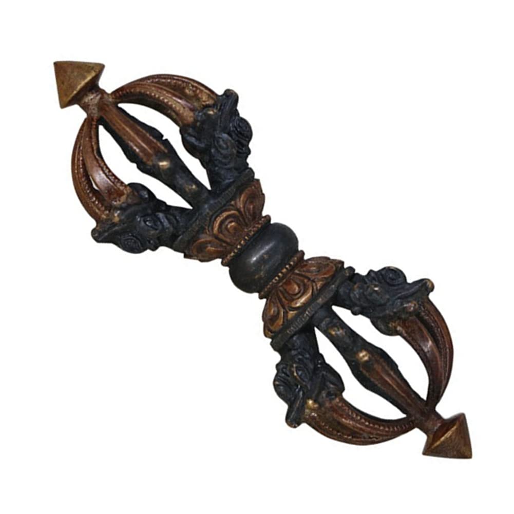 5" Tibetan Buddhist Dorje Vajra Pestle, 100% Handmade in Nepal Brass Nine Shares Buddhism Amulet,Tantric Energy Device,for Prayer Meditation Yoga