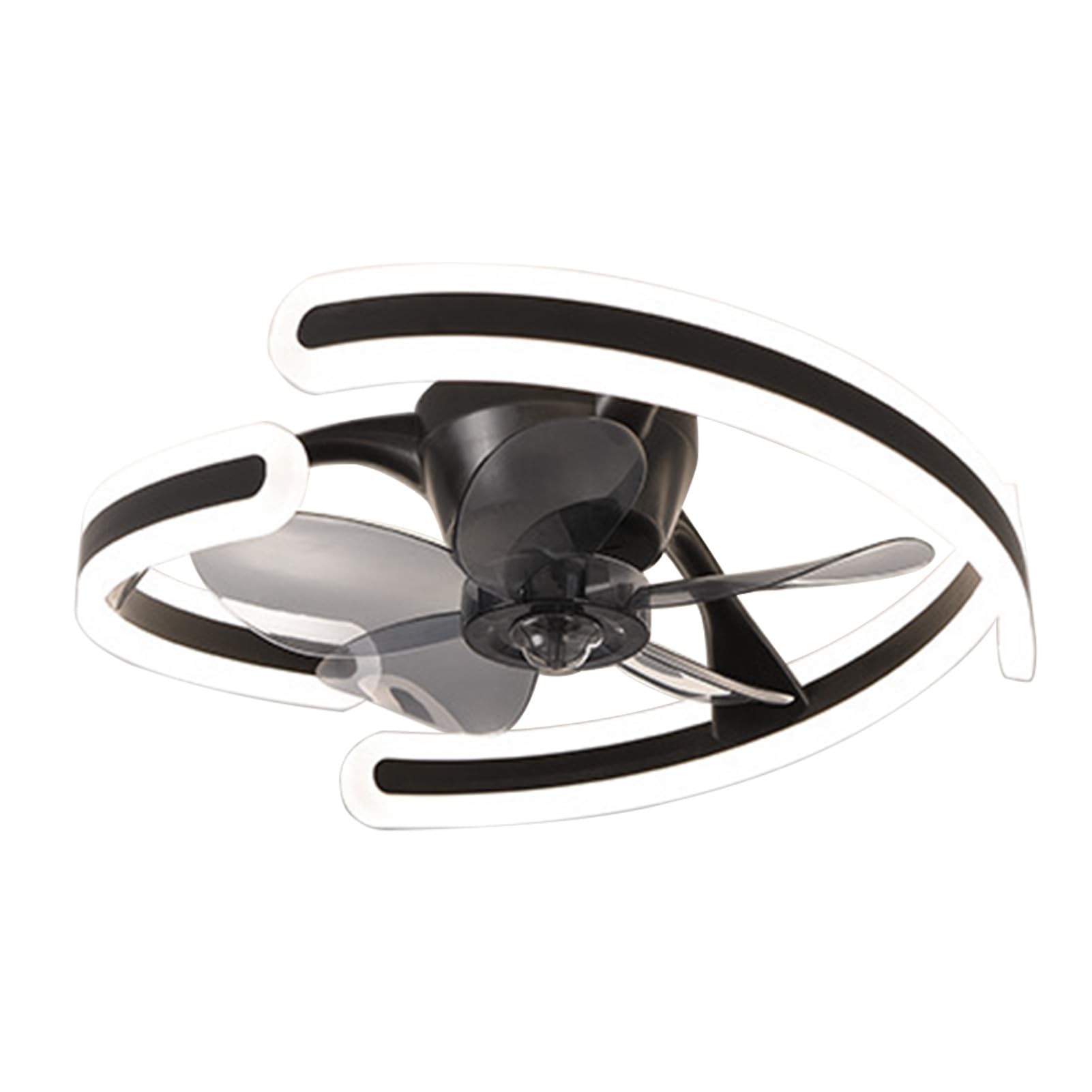 Makamsui Ceiling Fan with Light and Remote Control, 20" 6-Speed Adjustment Modern Flush Mount Ceiling Fan for Bedroom, Living Room, Kitchen, Small LED Ceiling Light Fixture Black 110v
