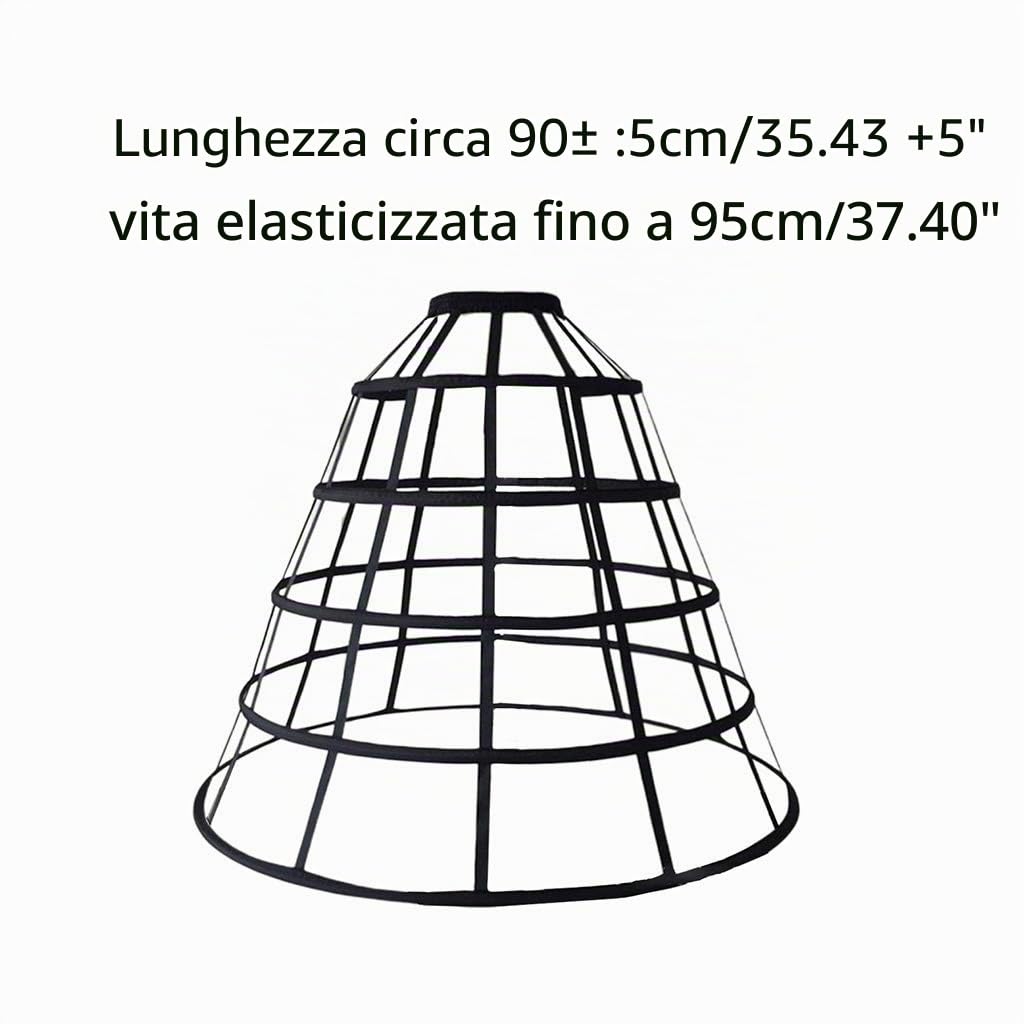 GUMEI Sottoveste Donna Scava Fuori Gabbia 5-Hoop Trambusto Gonna Sottogonna Vittoriano Abito da Sposa da Sposa Cosplay Pannier Crinolina Sottogonna Slip