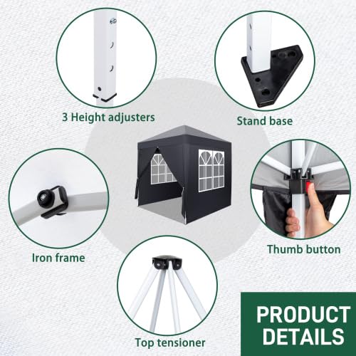 Bonnlo Tonnelle de Jardin Pliante 2x2 Imperméable avec Protection UV 50+ Gris foncé