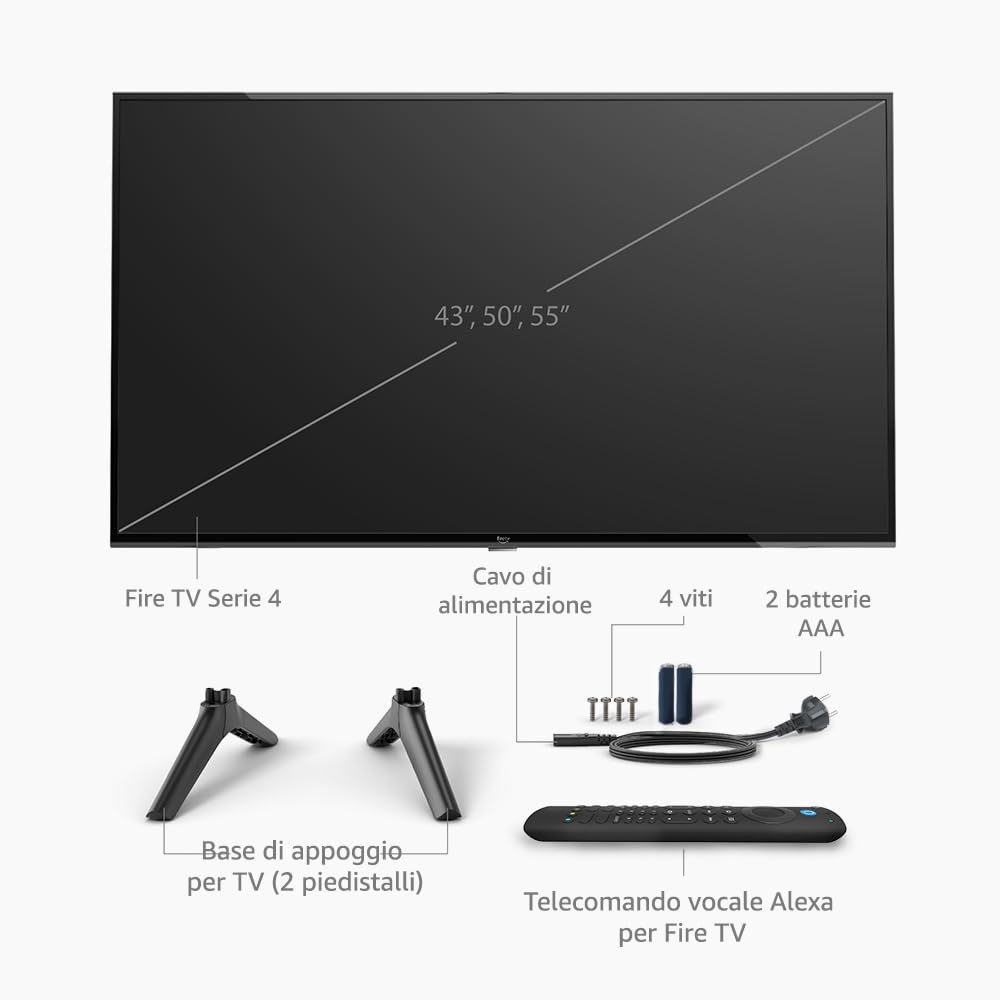 Amazon Fire TV Serie 4, Smart TV in 4K UHD, guarda la TV in diretta senza cavo, 43“