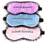 HappyDaily Beautiful and Comfortable Sleep masks - Set of 3 (Sweet dreams - Pink/Blue/Purple)