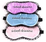 HappyDaily Beautiful and Comfortable Sleep Masks - Set of 3 (Sweet Dreams - Pink/Blue/Purple)