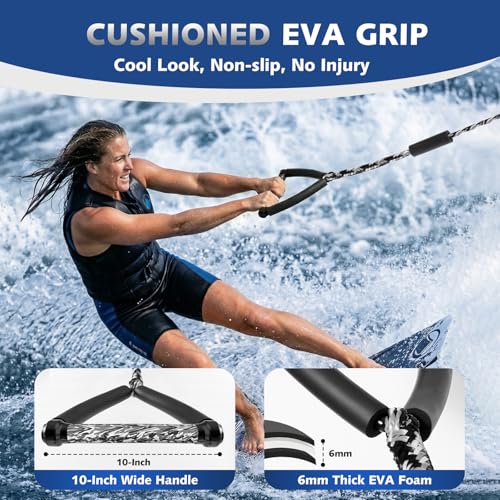 image for QLOOASEA 25 FT Wake Surf Rope for Boat, Floating Wakesurf Rope with Ha