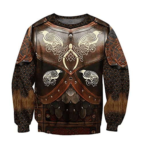 Sweat à capuche Viking Valhalla pour homme avec impression 3D tatouage armure taille L