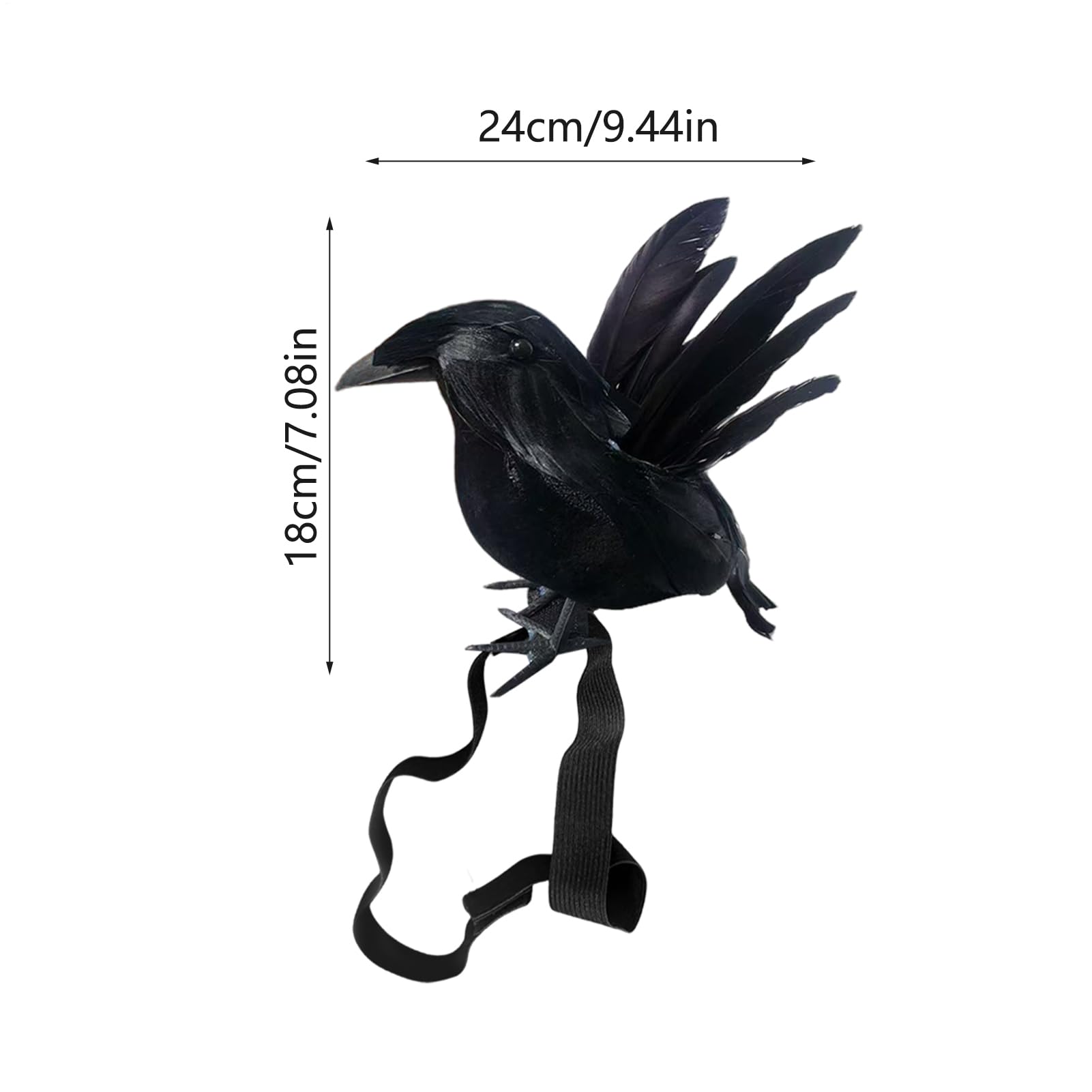 Statua wrony - Halloween sztuczny kruk, rekwizyt cosplay z elastyczn? opask? akcesoria do kostiumu do wewn?trz ogrodu podwórka rami? zewn?trz nagrobki nawiedzony dom podwórko dom