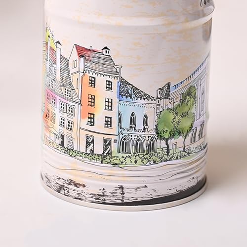 Image of Market99 Round Money Bank | White Tin Coin Bank with Glossy Finish & Vintage Theme Print | Stylish Piggy Bank for Kids & Adults | Decorative Savings Box for Home, Office Desk & Gifting Use