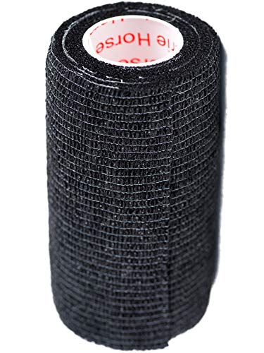 Image of 4 Inch Vet Wrap Tape Bulk (Black) (Pack of 12) Self Adhesive Adherent Adhering Flex Bandage Grip Roll for Dog Cat Pet Horse