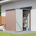 Breezestival 6x4 FT Lean to Shed, Outdoor Metal Storage Shed, Utility Steel Tool Shed with Lockable Door for Bike, Garden, Backyard, Patio, Lawn