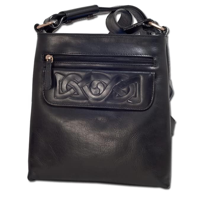 Handmade 100% Genuine Leather Crossbody Travel Handbag for Women, Embossed Irish Celtic Knot, Imported, Handmade in Ireland2