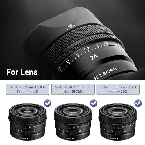 Image of JJC Lens Hood for Sony FE 24mm f2.8 G, FE 50mm F2.5 G, FE 40mm F2.5 G Lens | Square Lens Hood Shade for Sony SEL24F28G SEL50F25G SEL40F25G, Replaces Sony ALC-SH165 ALC-SH166 Lens Hood, No Vignetting