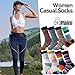 NKMOOS 8 Pairs Fashion Cute Cozy Crew Cotton Socks for Women - Running Athletic Pattern, Breathable, Gift Boxed. Stylish cotton crew womens socks Size 7-9, funny women socks daily wear