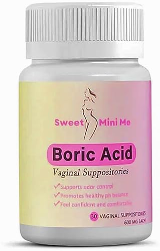 Sweet Mini Me - Supositorios de ácido bórico de 600 mg Apoyo natural para la salud vaginal para mujeres Equilibrio de pH, alivio de olores y