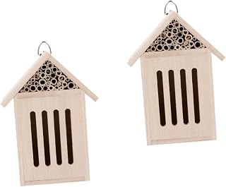 Happyyami 2pcs House Observation House Wooden bee House Hotels Hive House bee Houses for The Garden Wood Room
