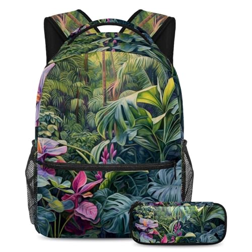 Sac à dos motif feuilles de palmier ergonomique pour alléger le transport des livres scolaires