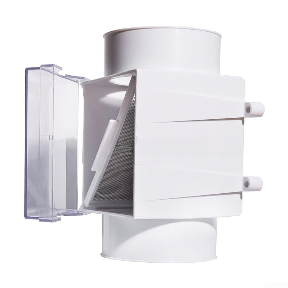 Filtro de repuesto para secadora de plástico, filtro de repuesto con tubo de lámina de aluminio, compatible con secadoras eléctricas, sistemas de escape, color blanco, 19 x 23 x 22,5 cm (tubería)