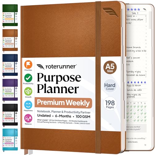 Roterunner Purpose Planner Notebook A5 5.8”x8.3” Undated...