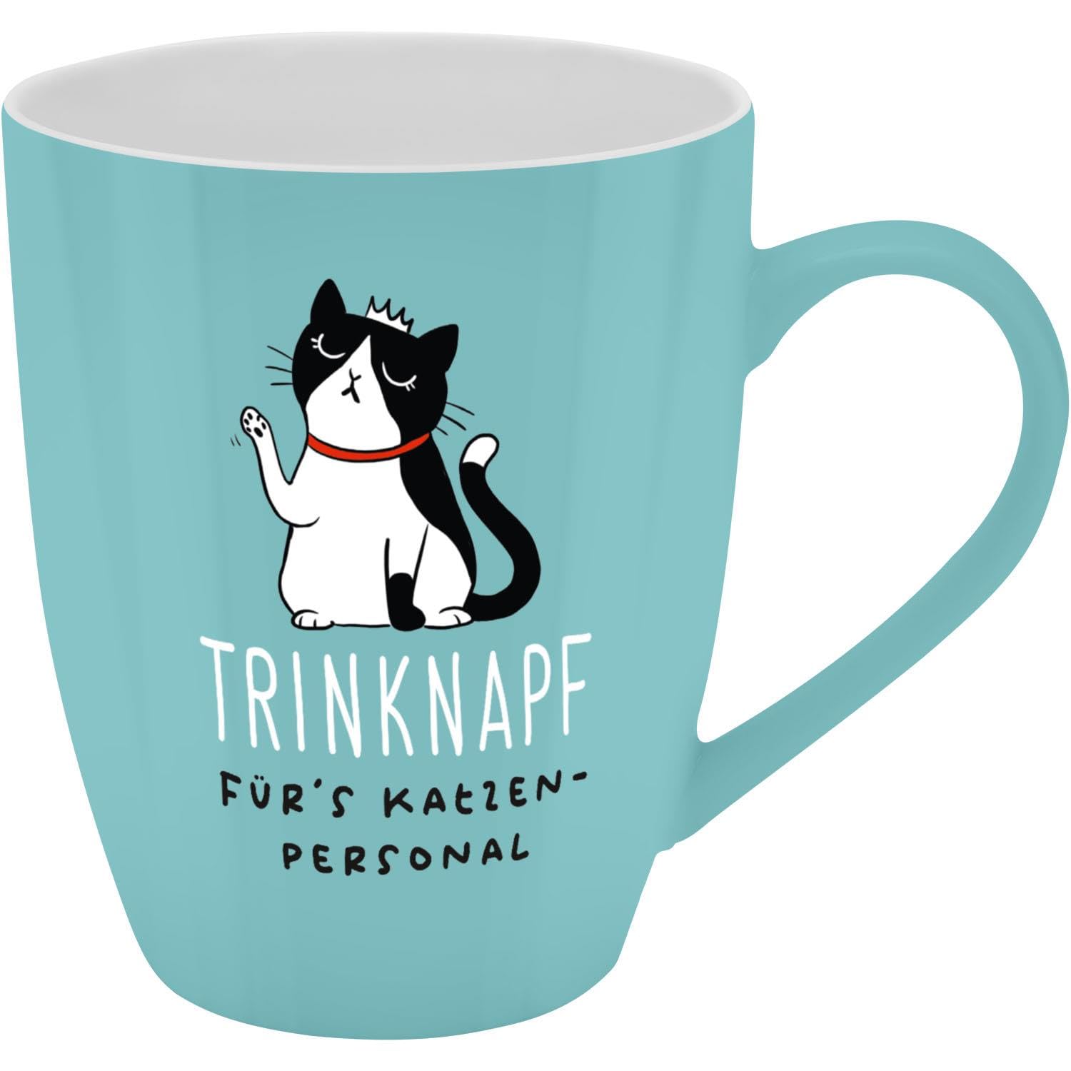 GRUSS & CO Becher mit Motiv "Trinknapf" | Tasse mit Spruch, New Bone China Porzellan, 35 cl, mit Geschenkbaderole | lustiges Geschenk, Geburtstag | 74215