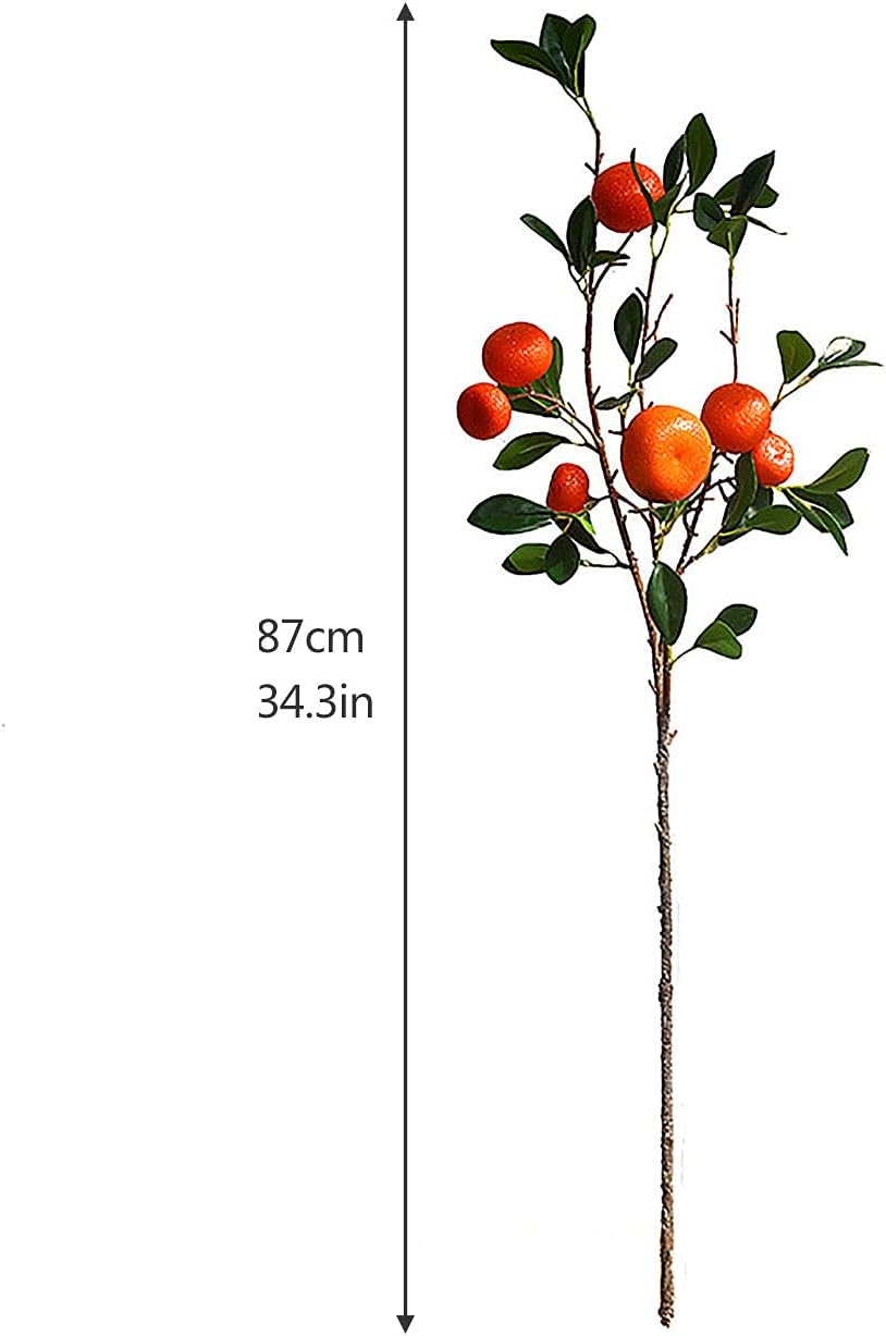 VEUSBJ 3 Pack Artificial Orange Branch,34In Fake Flowers Imitation Orange Fruit Branch Lifelike Fake Fruit Props for Home Wedding Party Decor, 87CM, (210402YF34-23TZ-8643-1800461871)