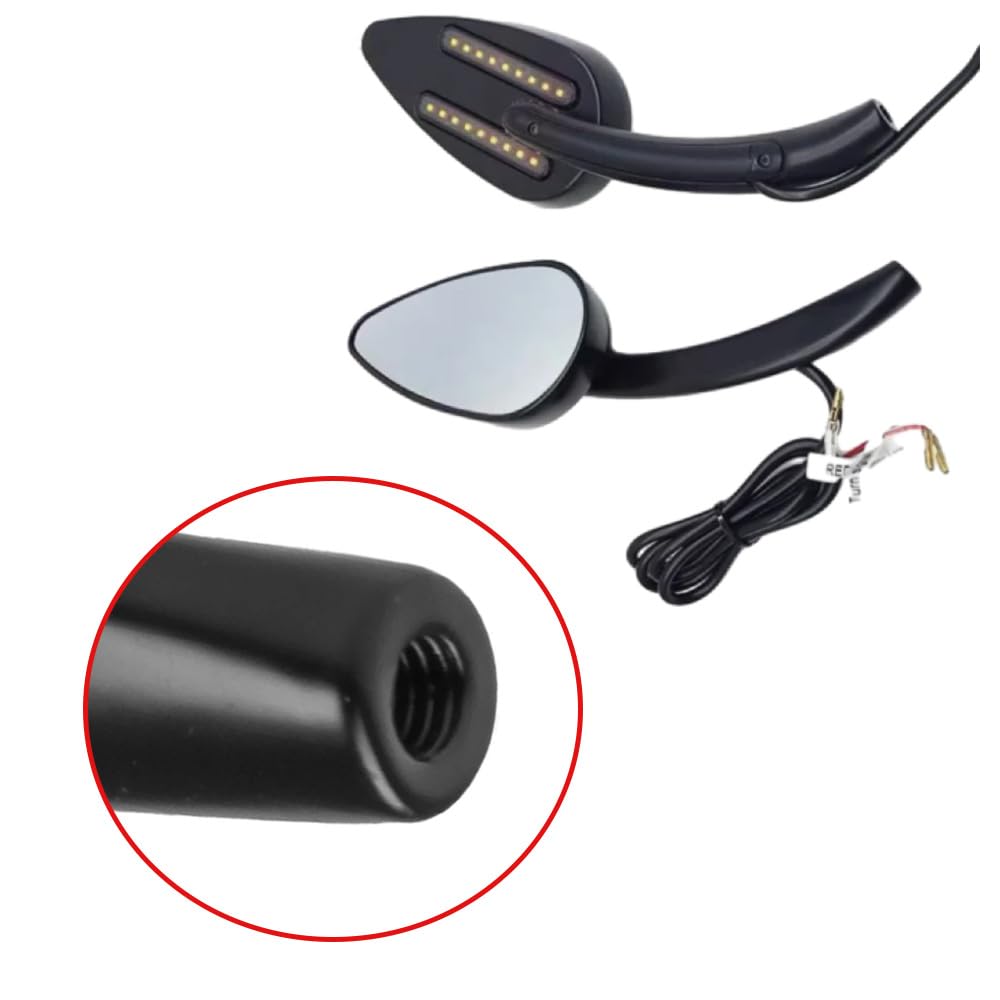 Baceyong Espejo retrovisor lateral para manillar de motocicleta, con intermitentes LED, compatible con motocicletas con puntos de fijación de 8 o 10 mm, color negro