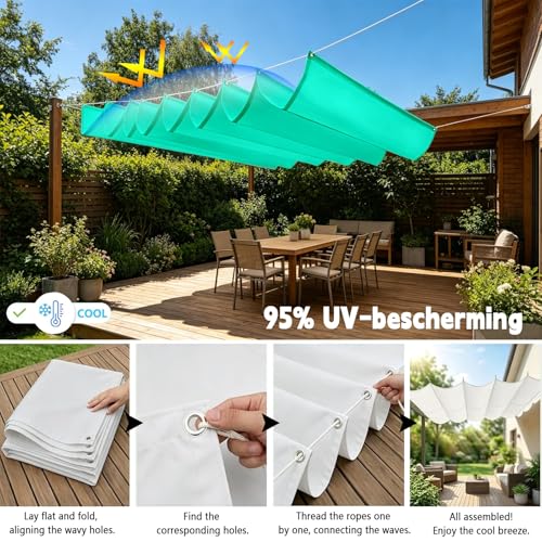 Voile ombrage vague rétractable imperméable contre la pluie
