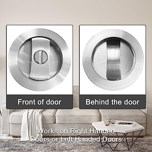 Cerradura redonda de bolsillo con privacidad para puerta, manija empotrada invisible, herraje para puerta de 1 3/8” a 2 31/32” de grosor miniatura 4