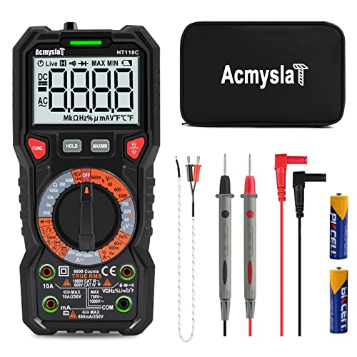 Digital Multimeter Backlight Lcd Display Led Intelligent Indicator Jack Ohmmeter With Ncv Function Measures Current Voltage Amp Resistance Diodes Frequency/Duty Continuity Capacitance For Automotive #TOP4