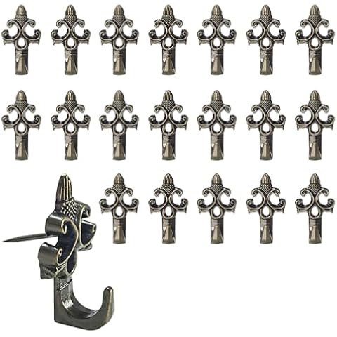 RFORPLY Push Pin Picture Hooks, 20pcs Push Pin Hangers, Thumb Tacks for Hanging, Bulletin Board Hooks, Zinc Alloy Pin Photo Frame Hooks for Picture,Canvas,Office,Clock,Mirror,etc (New Bronze) Cover