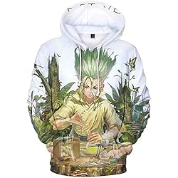 westtrend Dr.Stone Hoodie Unisex Anime Character 3D Print Pullover Hoodie Loose Casual Sweatshirt Tops
