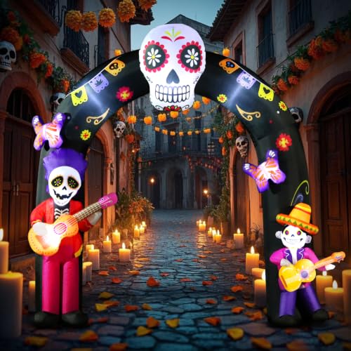 Aufblasbarer Dia-de-los-Muertos-Halloween-Torbogen mit LEDs, 2,4 m – Bild 4