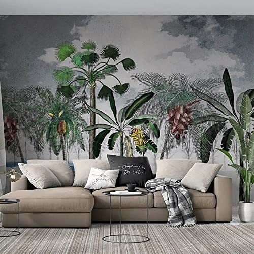 Papier peint mural autocollant panoramique vintage arbres et plantes déco murale nature