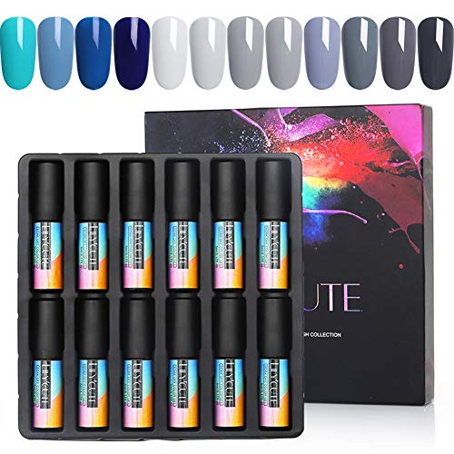 LILYCUTE 5ml Nail Gel Polish Soak Off UV Gel Polish Blue Gray Series Set Nail Art Gel Varnish 12 Colors