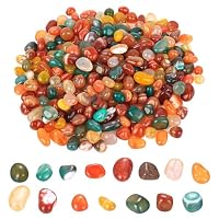 900g Edelsteine für Kinder, Bunte Trommelsteine, Halbedelsteine, 8-13 mm Muggelsteine, Bunte Steine Glückssteine für Edelsteinspiel Schatzsuche Gärten Blumentöpfe Dekoration(rund)
