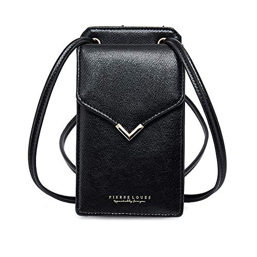 Womens Fashion Small Crossbody Cellphone Purse Girls Shoulder Satchel Phone Bag Travel Cellphone Case Holster Messenger Bag Wallet Handbag for iPhone 11 Pro Xs Max Xr X 8/7/6 Plus (Black)