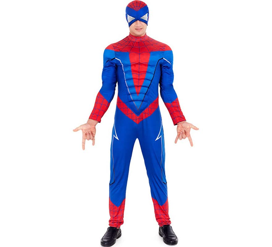 Comic Blue Arachnid Hero Costume for Men Size M Male