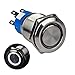 Ulincos Momentary Pushbutton Switch U19C3 1NO1NC Silver Stainless Steel Shell with 12V White LED Ring Suitable for 19mm 3/4" Mounting Hole (White)