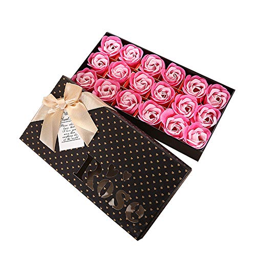 PEPECARE 18Pcs Petalo di rosa sapone fatto a mano petali di sapone profumato bagno di sapone in confezione regalo (D)