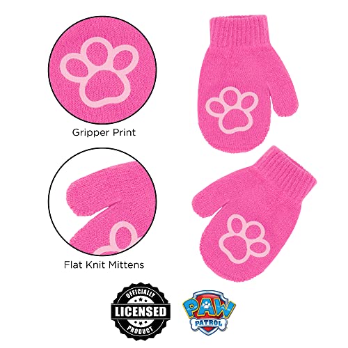 Image of Nickelodeon Girls Winter Hat and Mittens Set, Paw Patrol's Marshall, Chase and Skye Toddler Beanie for Ages 2-4
