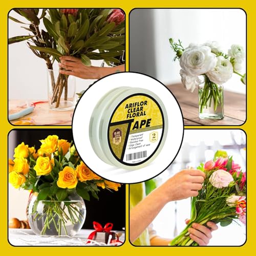 image for ARIFLOR 2Packs Clear Floral Tape - 1/4