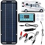 Solar Panel Car Battery Charger, 12V 30W IP65 Waterproof Solar Powered Battery Charger, Portable Monocrystalline Solar Trickle Charger with Voltage Regulator Car Battery Charger Controller for Car RV