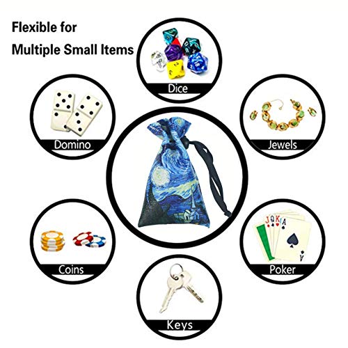 Qielizi Dnd Dice Bag Pouch,Pu Leather Dragon Dice Pouch Wih 7 Die Set Perfect For Dungeons And Dragons Rpg D&D Dices, Coins And Accessories(Starry Sky) #TOP5