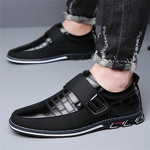 Image of Veslexth Men Casual Driving Sneakers Loafers Breathable Comfort Walking Wing Tips Lace Up Luxury Leather Shoes for Male Business Work Office Dress Outdoor